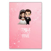 ピンクの結婚式招待状とダイヤモンドスパークル テーブルナンバー (裏面)