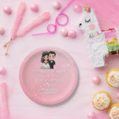 ピンクの結婚式招待状とダイヤモンドスパークル ペーパープレート (パーティー)