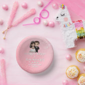 ピンクの結婚式招待状とダイヤモンドスパークル ペーパーボウル (パーティー)