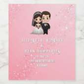 ピンクの結婚式招待状とダイヤモンドスパークル ワインラベル (シングルラベル)