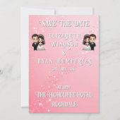 ピンクの結婚式招待状とダイヤモンドスパークル 招待状 (正面)