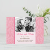 ピンクの結婚式招待状のテンプレート セーブザデート (スタンド正面)