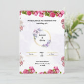 ピンクの結婚式招待状（水彩画風） 招待状 (スタンド正面)