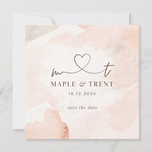 ピンクの結婚式招待状 Save The Date 招待状 (正面)