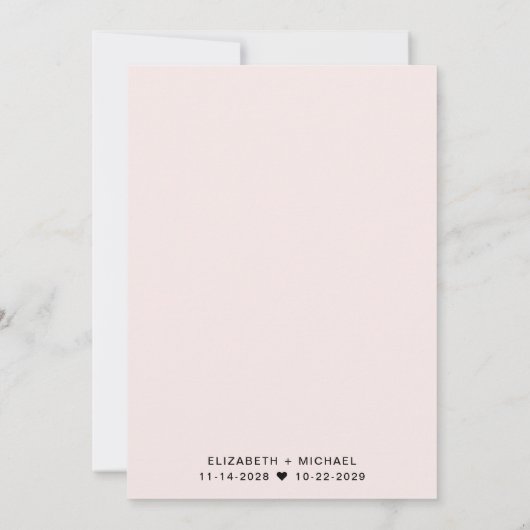 ピンクの結婚披露宴の後ずっとシックで楽しい 招待状 (裏面)