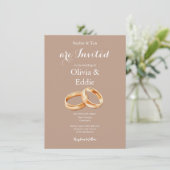 ピンクの結婚指輪QRコード ウェディングインビテーション (スタンド正面)