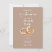 ピンクの結婚指輪QRコード ウェディングインビテーション (正面)