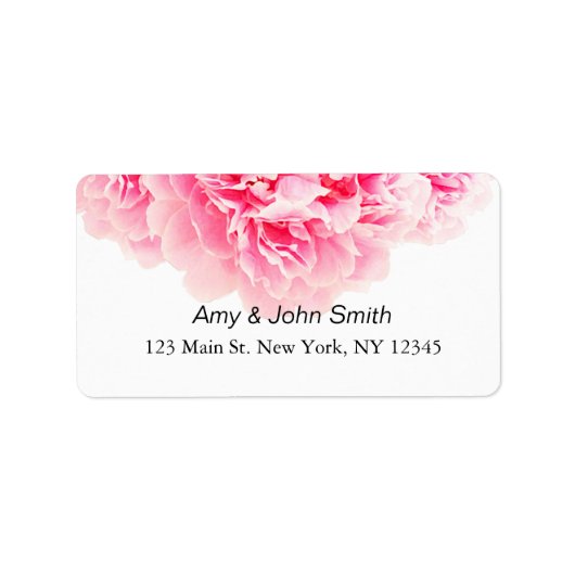 ピンクの結婚牡丹の住所 シール牡丹3 ラベル (正面)