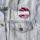 ピンクの結露のばら色の名前をカスタムするの新婦付添人 缶バッジ (インサイチュ)