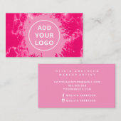 ピンクの絞り染めの水色あなたのロゴをアップロード 名刺 (正面/裏面)