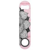 ピンクの絞り染めのBohoの芸術的な手描きの曼荼羅 スピード栓抜き (裏面)