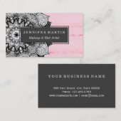 ピンクの絞り染めのBohoの芸術的な手描きの曼荼羅 名刺 (正面/裏面)