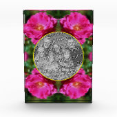 ピンクの絵を描バラの花 フォトブロック (正面)