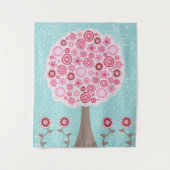 ピンクの絵を描花の木 タペストリー (正面)