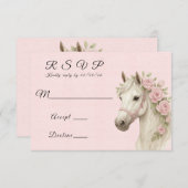 ピンクの絵を描花の結婚馬 出欠カード (正面/裏面)