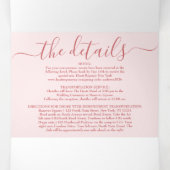 ピンクの絵を描花グリッターレジストリ詳細RSVP 三つ折り招待状 (内部中)