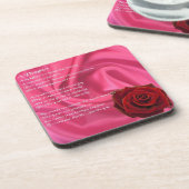 ピンクの絹及び赤いバラ-娘の詩のコースター コースター (左側)