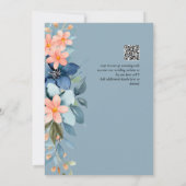 ピンクの綿埃と淡い青の花のヴィンテージウェディング 招待状 (裏面)