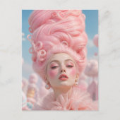 ピンクの綿菓子ヘアの女性 ポストカード (正面)
