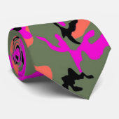ピンクの緑およびオレンジカムフラージュの首のタイ ネクタイ (ロール)