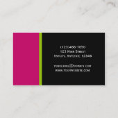 ピンクの緑および黒い名刺のポップ・アートのな色 名刺 (裏面)