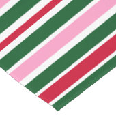 ピンクの緑と赤ストライプのクリスマスキャンディーケイン ショートテーブルランナー (コーナー)