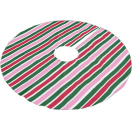ピンクの緑と赤ストライプのクリスマスキャンディーケイン ブラッシュドポリエステルツリースカート
