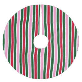 ピンクの緑と赤ストライプのクリスマスキャンディーケイン ブラッシュドポリエステルツリースカート