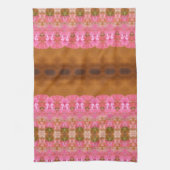 ピンクの緑と金ゴールド キッチンタオル (縦)