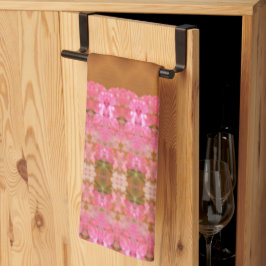 ピンクの緑と金ゴールド キッチンタオル