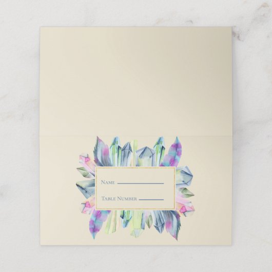 ピンクの緑と青の結晶の場所の名前 プレイスカード (外部開封)