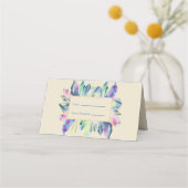 ピンクの緑と青の結晶の場所の名前 プレイスカード (正面)