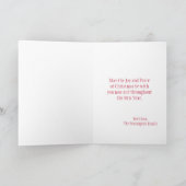 ピンクの緑のお洒落なプレゼントのクリスマスカード シーズンカード (内部)