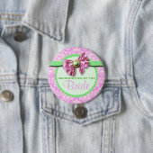 ピンクの緑のアイボリーのダマスク織の花嫁 缶バッジ (インサイチュ)