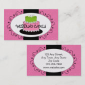 ピンクの緑のウエディングケーキのベーカリーの名刺 名刺 (正面/裏面)