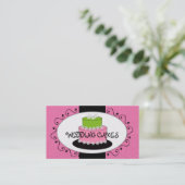 ピンクの緑のウエディングケーキのベーカリーの名刺 名刺 (スタンド正面)