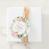 ピンクの緑のカボチャエレガントの秋の赤ちゃんシャワー フェイバータグ (インサイチュ)