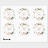 ピンクの緑のカボチャエレガントの秋の赤ちゃんシャワー ラウンドシール (シート)