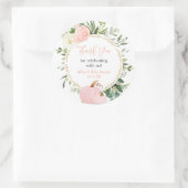 ピンクの緑のカボチャエレガントの秋の赤ちゃんシャワー ラウンドシール (バッグ)