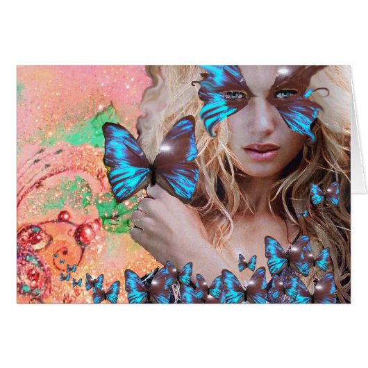 ピンクの緑のキラキラした青い蝶金ゴールド (正面横)