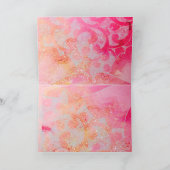 ピンクの緑のキラキラした青い蝶金ゴールド カード (内部)