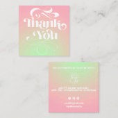 ピンクの緑のグラデーションのレトロなスクリプトの順感謝してい序 スクエア名刺 (正面/裏面)