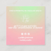 ピンクの緑のグラデーションのレトロなスクリプトの順感謝してい序 スクエア名刺 (裏面)