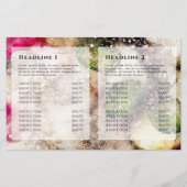 ピンクの緑のグリッターの水色のパンフレット (裏面)