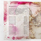 ピンクの緑のグリッターの水色3折パンフレット 三つ折りカード (内部最初)