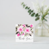 ピンクの緑のシックなフローラの水の色の感謝してい順序あなた スクエア名刺 (スタンド正面)