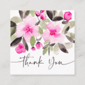 ピンクの緑のシックなフローラの水の色の感謝してい順序あなた スクエア名刺 (正面)