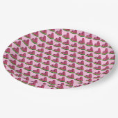 ピンクの緑のジューシーなスイカのスライス果実 ペーパープレート (アングル)