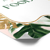 ピンクの緑のストライプ熱帯性のヤシの食卓看板 ポスター (角)