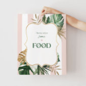 ピンクの緑のストライプ熱帯性のヤシの食卓看板 ポスター